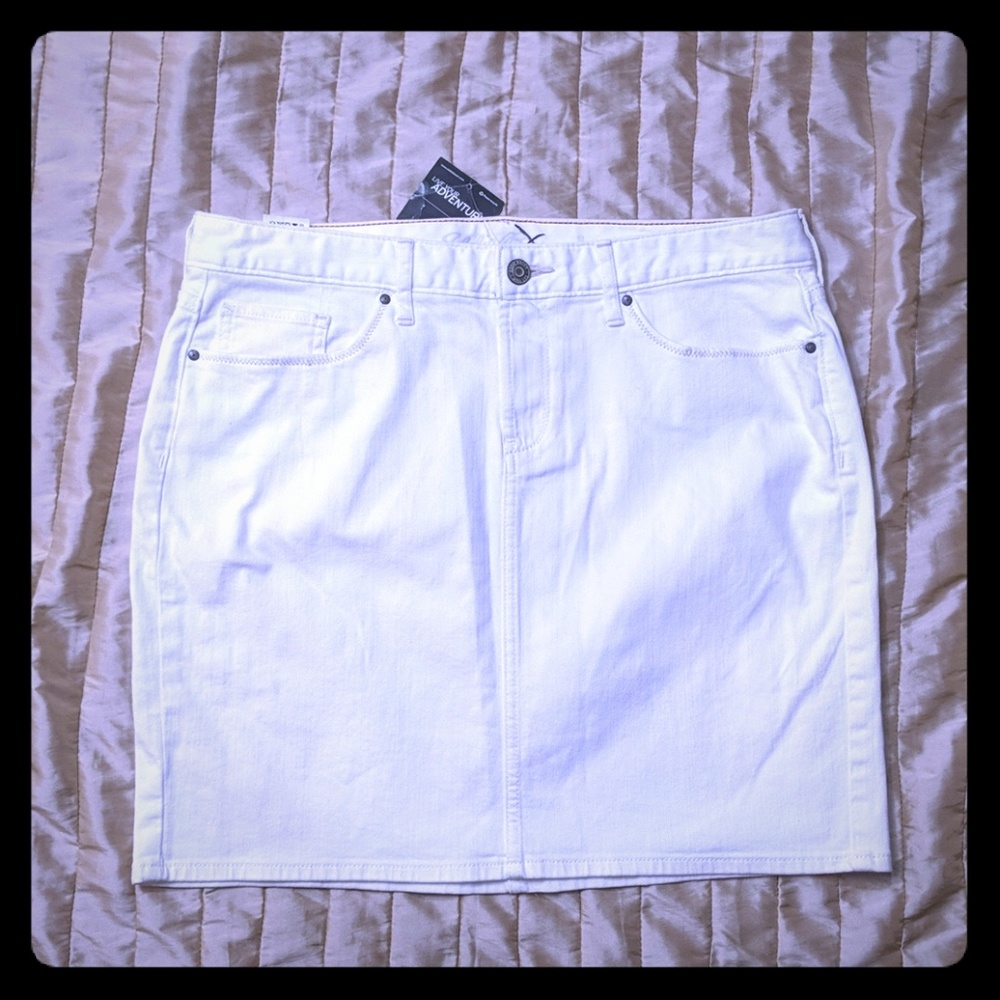 Eddie Bauer cotton denim white skirt 10